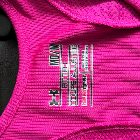 Under Armour heat tech, racer back tank, bright pink, medium - Picture 3 of 4